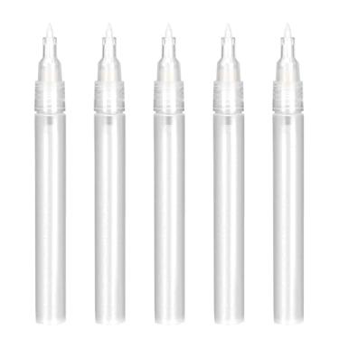 Imagem de Pacote com 5 marcadores de tinta recarregáveis com pontas extrafinas de 0,5 mm – marcadores vazios transparentes para tinta de retoque, acrílico permanente, aquarela, cola, tinta para restauração de