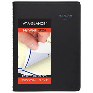 Imagem de AT-A-GLANCE Agenda de agendas semanais e mensais 2024, 20,6 cm x 28 cm, grande, QuickNotes, preto (769500524)