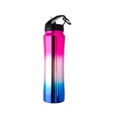 Imagem de Garrafa Térmica Gradiente, 750mL, Aço Inox, com Bico e Chaveiro, Design Multicolorido (ROSA)