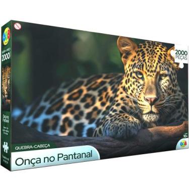 Imagem de Quebra Cabeça Puzzle Onça no Pantanal 2000 Peças - GGB Brinquedos