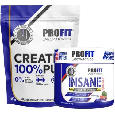 Imagem de CREATINA PURA MONOHIDRATADA 250G l PRÉ TREINO INSANE 200G l PROFIT-Unissex