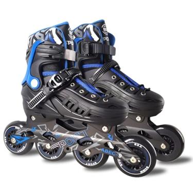 Imagem de Patins Adulto Inline ABEC-9 - Freestyle Urban para Performance Profissional, Rodas de PU 84mm com Dureza 85A (Azul, M (34 ao 38))