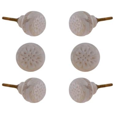 Imagem de Kit 6 Puxadores Redondos em Osso Branco Design Sofisticado e Resistente para Móveis, Gavetas, Portas e Armários