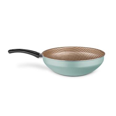 Imagem de Wok Antiaderente Mta Flora Sem Tampa Com Cabo Longo - Cor Chocolate