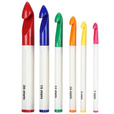 Imagem de KIMISS 6pcs Gancho de crochê Ergonômico Com Tamanhos Codificados por Cores - Agulhas Grossas para Projetos Confortáveis de Criação de Bricolage e crochê