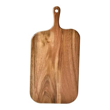 Imagem de Fenteer Tábua de corte de madeira com alça, tábua de corte multifuncional dupla face, bandeja para servir carne, fazenda, família, novo lar, 38 Cm X 19 Cm X 1.5