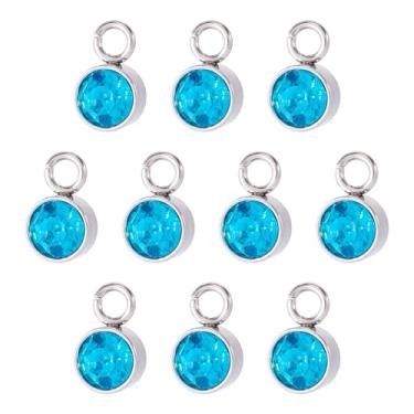 Imagem de Spritewelry Berloques de pedra do mês de nascimento de vidro com strass redondo, 10 peças, berloques de pedra de nascimento de cristal para fabricação de joias, colar, brinco