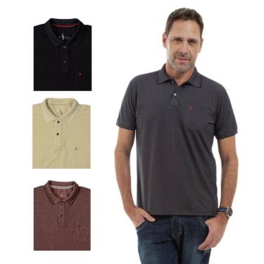 Imagem de Kit 4 Camisa Polo Masculina Pique Premium com Bolso Casual