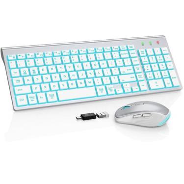 Imagem de Combinação de teclado e mouse sem fio SABLUTE Backlit Silver
