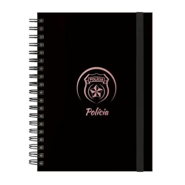 Imagem de Caderno Colegial Plus 12 Matérias Profissões Polícia (Preto e Rosê)