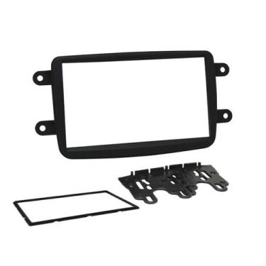 Imagem de Moldura 2 Din Renault Kwid, Captur, Duster, Sandero, Logan - Preta - F