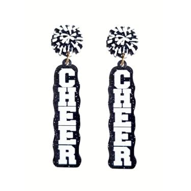 Imagem de Brincos de torcida joias de líder de torcida bola de flor megafone brincos esportivos para mulheres amantes de esportes, acessórios de dia de jogo, Zinco, Sem pedra preciosa