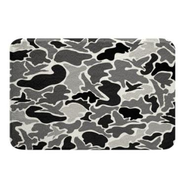 Imagem de Feelyou Duck Hunter Tapetes de banheiro cinza camuflagem caça 51 x 81 cm crianças preto marrom tapetes de banho para banheira de chuveiro para meninos adolescentes camuflado tapetes de banho militares
