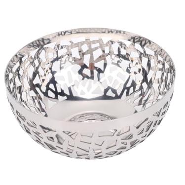 Imagem de Diydeg Fruteira Euro, cesta de frutas de metal Design simples e moderno com padrão oco e construção em aço inoxidável, suporte de bancada para frutas e legumes (22 cm)