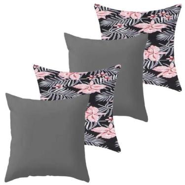 Imagem de Kit 4 Capa de Almofada 40 x 40 Malha com Zíper Lisa e Estampada - Amet