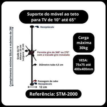 Imagem de Suporte teto ao móvel para TVs, monitores 10" a 65" - Avatron Suportes