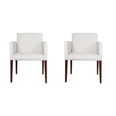 Imagem de Kit 2 Poltronas Nina Executiva Em Tecido Sintético - Branco - Cor: Bra