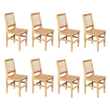 Imagem de Kit 8 Cadeiras De Jantar Ripada Rústica Confort - Natural - Bege - ART