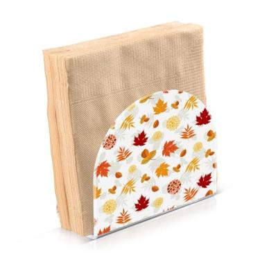 Imagem de Suporte de guardanapo de folhas e bagas de bordo colorido de outono para decoração de cozinha de mesa Suportes de guardanapo de papel acrílico para sala de jantar de tecido interior exterior festa