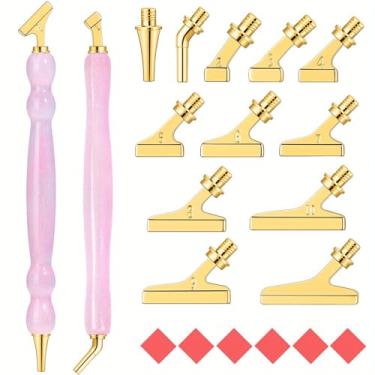 Imagem de Caneta de pintura de diamante alternativa para artesanato DIY, 2 peças de acessórios de pintura de diamante de combinação de resina, 12 peças de ponta de caneta de liga com design de 45° Wish 6