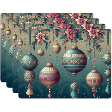 Imagem de Conjunto de 4 jogo americano com suporte de cortiça, design de decoração de mesa de jantar e cozinha 30,5 x 40,6 cm (ornamentos)