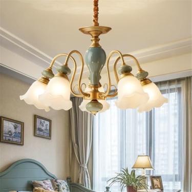 Imagem de Lâmpada Pendente Lustre LED Retro Cerâmica (C 3 Luzes) - Para Sala De Estar, Quarto, Estudo, Restaurante, Hotel, Café & Villa (D 5 Luzes)