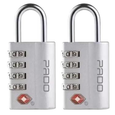 Imagem de Kit 2 Cadeados de Senha com Segredo TSA para Mala de Viagem – Cor Prata