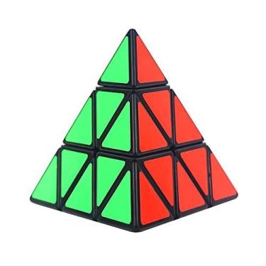 Imagem de Pyramid Cube Speed Cube Glow in Dark Magic Speed Cube 3-D Brain Teasers IQ Puzzles for Kids and Adults (Black Background Sticker)