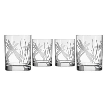 Imagem de Rolf Glass Libélula Vidro Dupla Antigo 414 g - Conjunto de 4 - Vidro de Cristal Sem Chumbo - Copos de Copo Gravados - Feito nos EUA