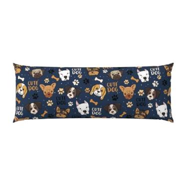 Imagem de Capa de travesseiro de corpo de cachorro fofo para adultos mulheres homens capa de travesseiro de corpo longo com zíper 50,8 cm x 137,2 cm