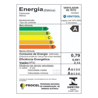 Imagem de ventilador Dde teto inverter legacy led 3 pás preto e tabaco com contr