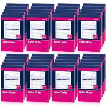 Imagem de Pacote com 40 livros de pedidos de vendas a granel, livro de vendas sem carbono de 2 partes, branco/amarelo, 11 x 19 x 19 cm, livro de vendas de uso geral para pequenas empresas e prestadores de