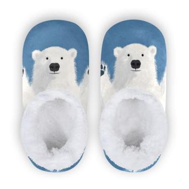Imagem de Pantufas Polar Bear Paws para meninos e meninas, sapatos de inverno infantis de lã coral para uso interno e externo, antiderrapante, sapato doméstico P
