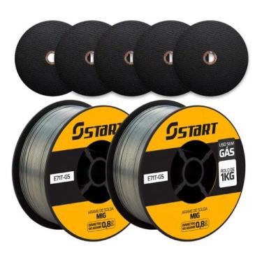 Imagem de 2 Arames De Solda Mig Uso Sem Gás 0,8mm 1 Kg V8 Brasil + 5 Discos De C