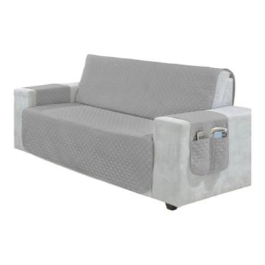 Imagem de Capa Para Sofá RetráTil 2 E 3 Lugares (1,00-2,20m) – Protetor Matelada Com Porta Objetos(CINZA,1 LUGAR POLTRONA 50cm/ Largura)