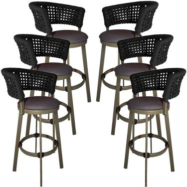 Imagem de 6 Banqueta Corda Náutica Somália em Alumínio Balcão, Edícula, Cozinha Trama