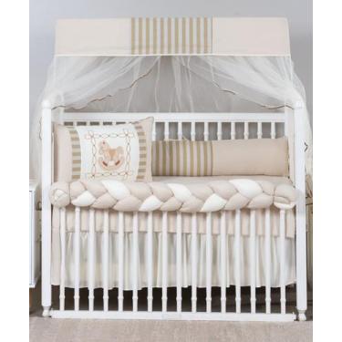 Imagem de kit de berço americano pocoto bege 9 peças modelo meia trança - remi e