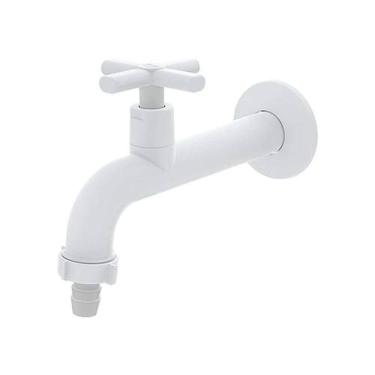 Imagem de Torneira Longa Branco Blukit 1/2 Com Redutor De Vazão E Fechamento 1/4 De Volta