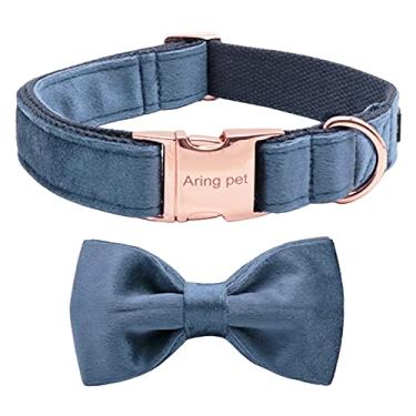 Imagem de ARING PET Coleira para cães Bowtie - Coleiras de veludo com gravata borboleta removível, coleira fofa e confortável para cães.