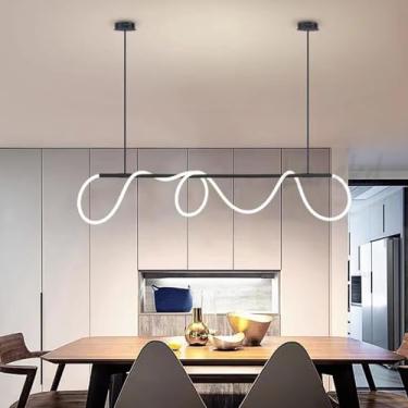 Imagem de Lustres LED Luzes de teto Sala de estar Sala de jantar Luz pendente Regulável com controle remoto Lâmpada suspensa Espiral DIY Lustre para ilha de cozinha Mesa de escritório Sala de estar Te