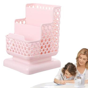 Imagem de Porta-lápis para mesa, caixa de armazenamento de mesa,Organizador estacionário de com 3 compartimentos | Caixa de armazenamento de suprimentos, organizador de de suprimentos de arte