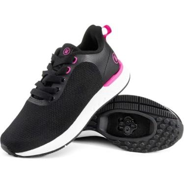 Imagem de Tommaso Tênis feminino de ciclismo SPD – compatível com bicicletas Peloton e Indoor – Sapatos de bicicleta para uso externo – Chuteiras SPD instaladas, Preto/Rosa Dois - Spd, 41