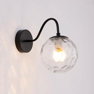 Imagem de Luminária de parede estilo americano com acabamento dourado/preto E26/E27, luminária de parede de ferro com cúpula de vidro para decoração interna, lanterna de parede adequada para decoração