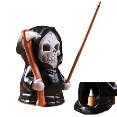 Imagem de Suporte de incenso Grim Reaper para palitos, ornamentos de queimador de cone de incenso de Halloween, lindo suporte de incenso, queimador de incenso de resina, ideal para uso em meditação, defumadores