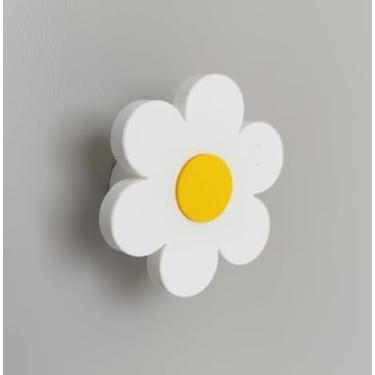 Imagem de Kit 04 unidades Puxador Flor Florzinha Margarida - Quarto Infantil Juvenil Bebê (4, BRANCA)