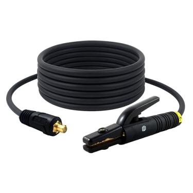 Imagem de SÜA® - Conjunto de chumbo de suporte de eletrodo de soldagem de 300 Amp - Conector Dinse 35-70 - #1 AWG 100% cabo de cobre (7 pés)