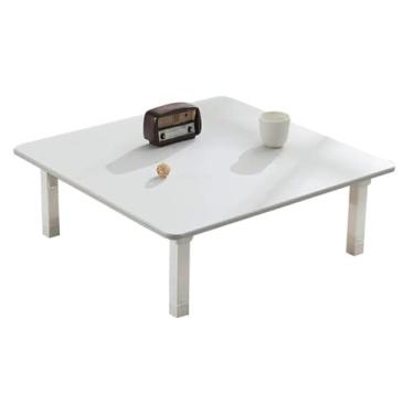 Imagem de Mesa dobrável quadrada, mesa redonda de estilo baixo, mesa de centro, mesa de jantar, mesa pequena, para quarto tatami, janela salediça, sala de chá, mesa Kang para casa (branco 80 x 80 cm