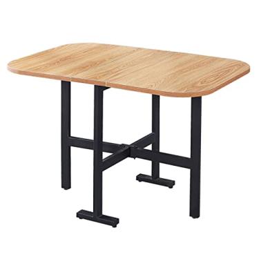 Imagem de Mesa de cozinha com folhas caídas, mesa de jantar pequena dobrável, mesa de jantar multifuncional, mesa de madeira ajustável com economia de espaço tripla para sala de jantar e cozinha (A)/a