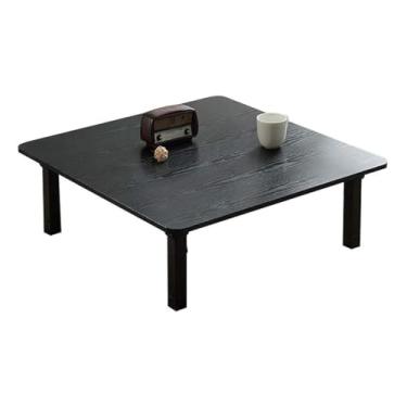 Imagem de Mesa dobrável quadrada, mesa redonda baixa, mesa de café, mesa de jantar, mesa pequena, para quarto tatami, janela de sacada, sala de chá, mesa Kang doméstica (preto 60 x 60 cm)
