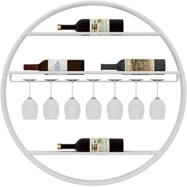 Imagem de Prateleiras de vinho, casa/bar retrô europeu montado na parede com suporte de vidro, prateleira de parede retrô de metal | cozinha bar restaurante | organizador de design de decoração de parede para